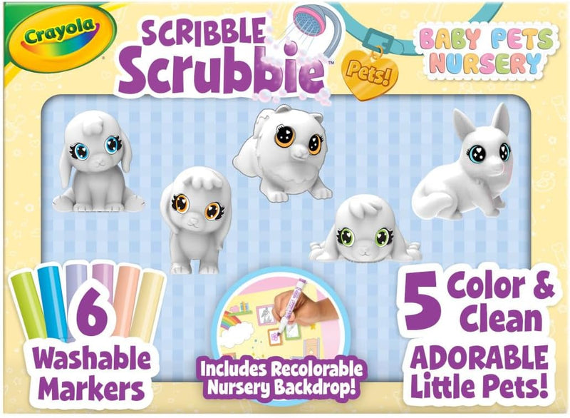 Crayola Scribble Scrubbies Glam Pack (4 Pets), Washable Pet Care Toy & Coloring Animal Craft Kit, Gift for Kids Ages 3+