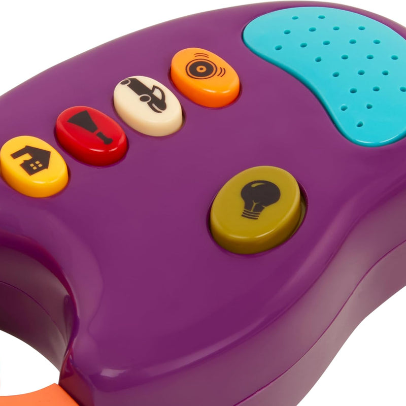 B. toys Toy Car FunKeys with Lights and Sounds, Purple, Pretend Play | 3 textured plus a driver’s key with push-button flashlight and 4 sounds for pretend play, Purple, Interactive, 10+ Months