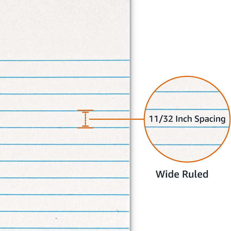 Amazon Basics Wide Ruled Lined Writing Note Pads for Office Supplies, 8.5" x 11.75", White, 12-Pack of 50 Perforated Sheets