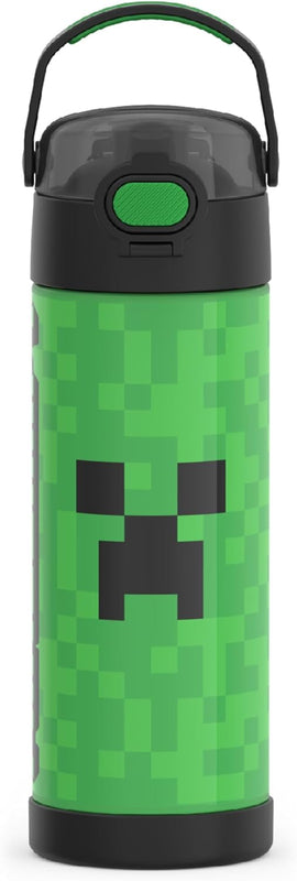 THERMOS FUNTAINER Water Bottle with Spout, 16oz, Minecraft | Kids Stainless Steel Insulated Water Bottle, Keeps Drinks Cold Longer for School & Play, BPA-Free