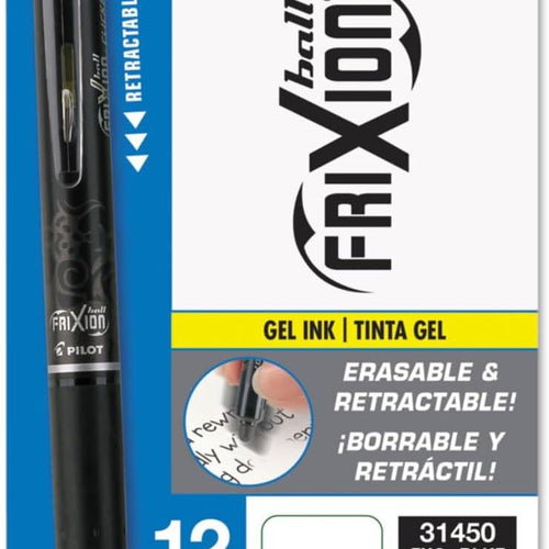 Pilot, FriXion Clicker Erasable Gel Pens, Fine Point Pens 0.7 mm, Pack of 12, Black