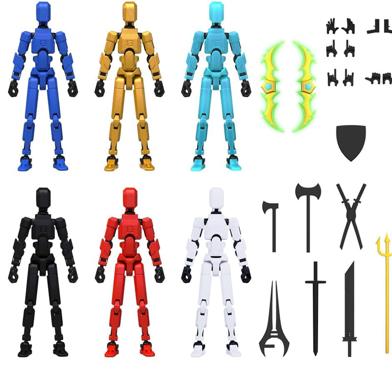 MerryXD T13 3D Action Figure,Assembly Completed Dummy Nova Titan Lucky 13 Action Figure 3D Printed Multi-Jointed Movable Toy Grow in The Dark Blue