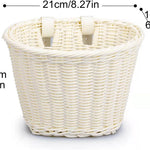 Colored Tassels Kid's Bicycle Basket with Streamers Bell and Stickers, Adjustable Wicker Front Handlebar Bike Basket for Girls and Boys