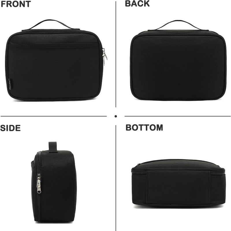 FlowFly Kids Lunch box Insulated Soft Bag Mini Cooler Back to School Thermal Meal Tote Kit for Girls, Boys, Black