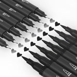 Drawing Pens, 12 Pack Dual Brush Pens Black Markers for Art Drawing Sketching