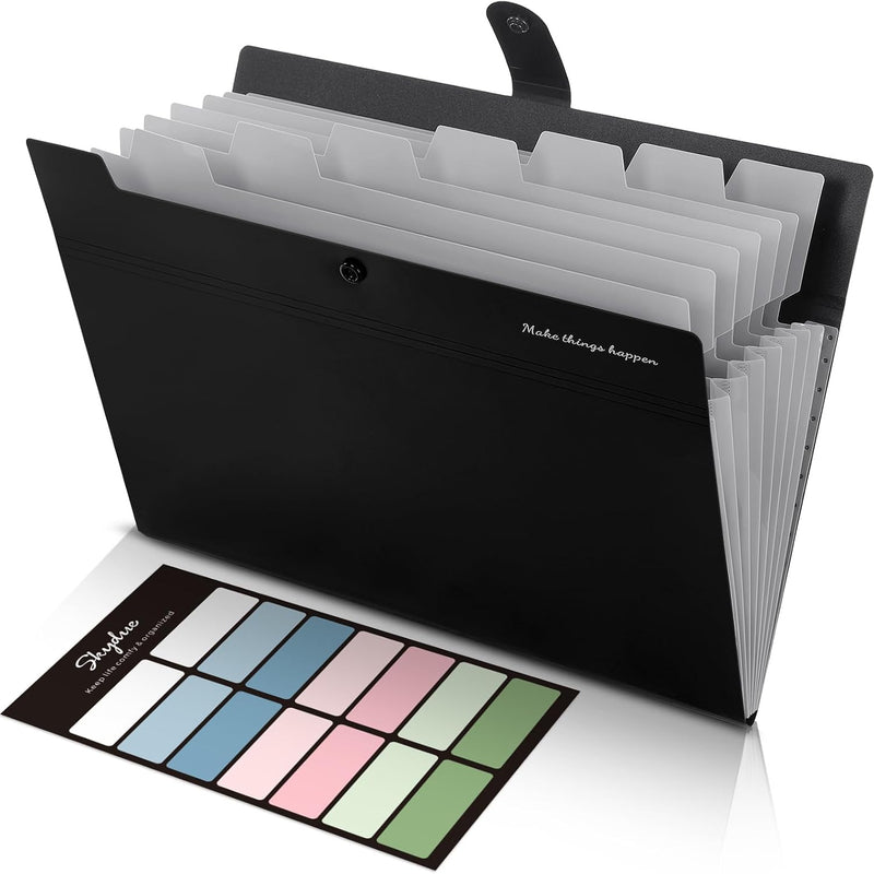 SKYDUE Expanding File Organizer with 8 Pockets, Accordion File Folders with Labels, Portable Document Paper Bill Receipt Organizer, Home College School Office Supplies, Letter Size, Blue