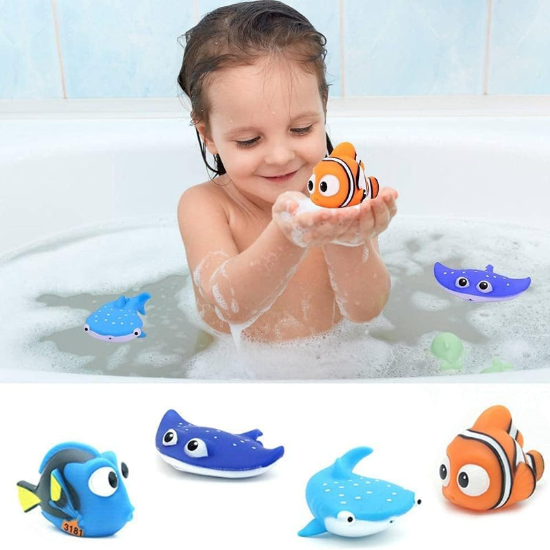 Kid Shower Toy Baby Bath Squirt Toys,Shark Bathtub Water Toys,4pcs Toddlers Infant Swimming Pool Toys,for Birthday Gifts Summer Beach,Pool Activity