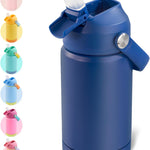 Kerilyn 12oz Kids Water Bottle, Stainless Steel Insulated Water Bottle, Toddler Cup with Straws Leak-Proof, Kids Water Bottles for School Boys Girls, BPA Free, Blue