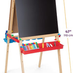 melissa & doug deluxe wooden art easel for kids with dry-erase board chalkboard & drawing paper roller folding double-sided toddler easel