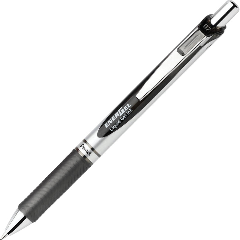 Pentel EnerGel RTX Retractable Liquid Gel Pen, (0.7mm), Medium Line, Metal Tip, Black Ink, Pack of 6 (BL77BP6A)