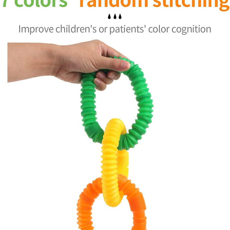 FINGOOO 7 Pieces Jumbo Pop Toobs Fidget Toys,Pop Tubes Sensory Toys for Kids Adults DIY Decompression ADHD Autism
