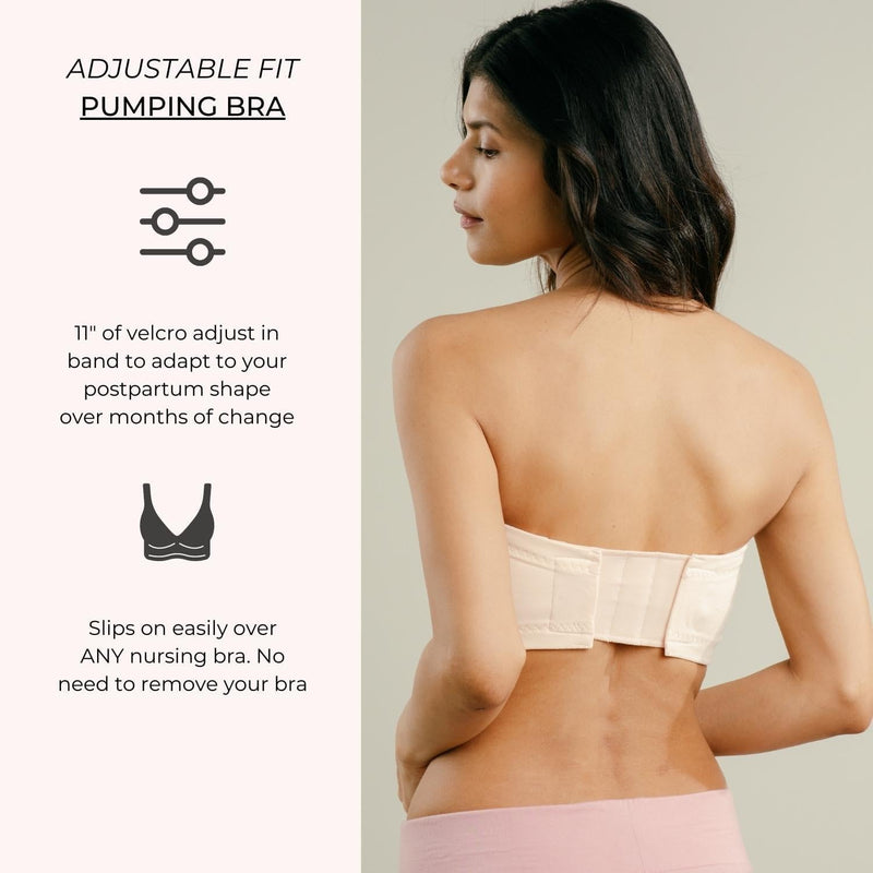 Simple Wishes Pumping Bra Hands Free, Comfortable & Adjustable | Easily Slips On Over Your Go-To Nursing Bra to Pump Hands Free, 2 Fit Sizes, Bra Straps Convert (Strapless, Tank, Halter)