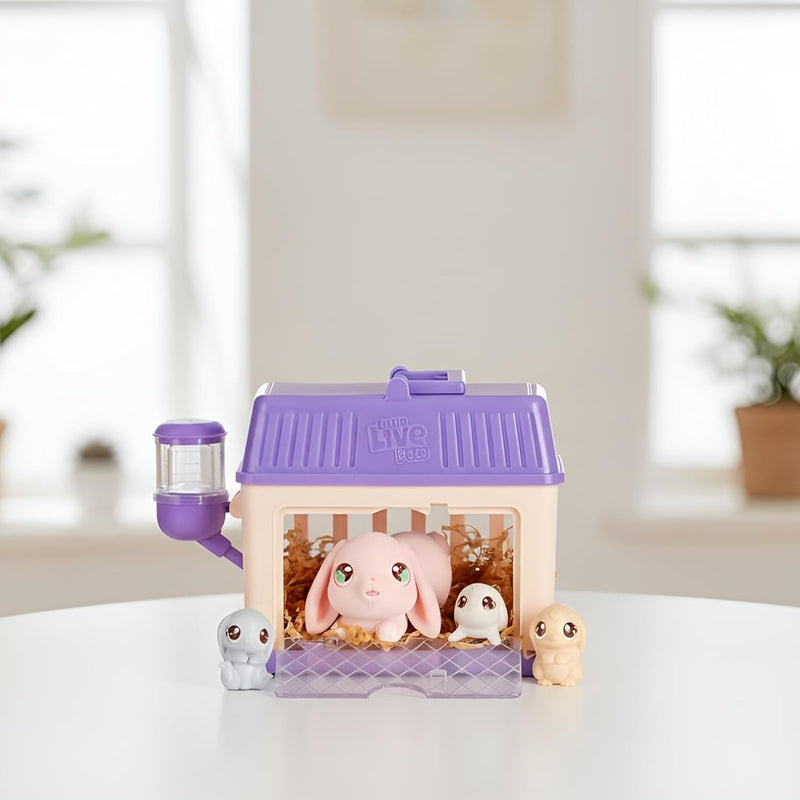 Little Live Pets Bunny Mini Interactive Live Pet Toy Set for Girls Ages 3+, 20+ Sounds, 3 Surprise Babies