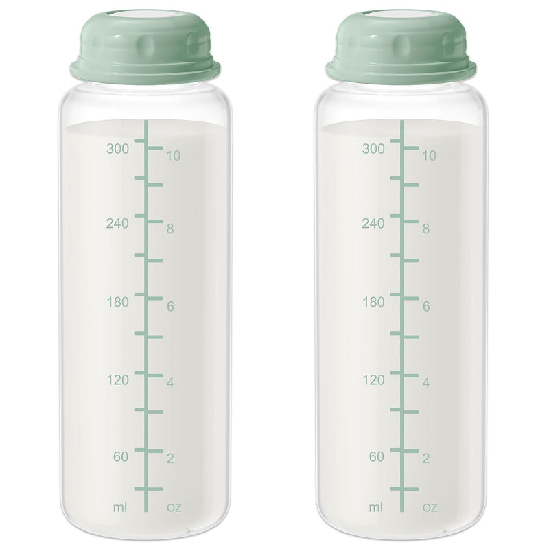 10oz Breastmilk Storage Bottle, Compatible with Momcozy Milk Cooler 22oz & Spectra Pumps, BPA-Free Wide-Neck Collection Bottles for Pumping & Fridge, Breastfeeding Essentials, 4PCS