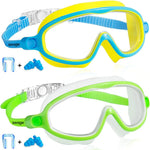 Seago Swim Goggles 2 Pack Anti-Fog Anti-UV Wide View Swimming Goggles for Kids 3-14