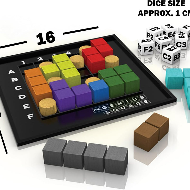 The Happy Puzzle Company's Genius Square STEM Puzzle Game for 1-2 Players, 62,208 Possible Solutions, 6x6 Grid