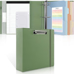 SKYDUE 3 Ring Binder with Clipboard, 13.2" × 10.2" Faux Leather 1 Inch Binder Organizer with 5 Pocket Dividers, Notepad, Labels & 2 Storage Pockets for Teachers, Students, Nurses & Office Work