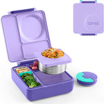 OmieBox Bento Box for Kids - Insulated Bento Lunch Box with Leak Proof Vacuum Insulated Food Jar - 3 Compartments, Two Temperature Zones (Pink Berry)