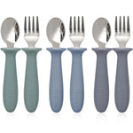 VITEVER 6 Pieces Toddler Utensils, Kids Silverware Set with Silicone Handle, Children Safe Spoons and Forks, 18/8 Stainless Steel, Food-grade Silicone - Dishwasher Safe