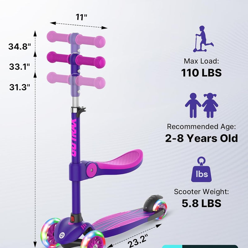 Gotrax KS3 Kids Kick Scooter with LED Lighted Wheels and Adjustable Height Handlebars