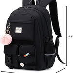 abshoo Big Student Laptop Backpack For College Women Middle High School Teen Girls Bookbag Travel Daypack (Black) | For College