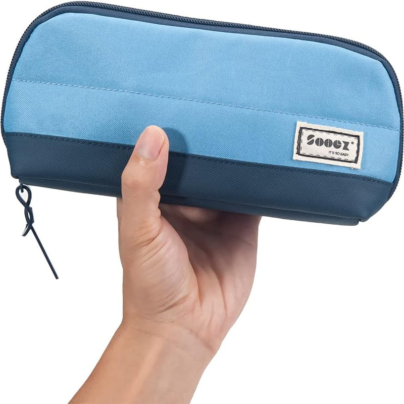 Sooez Wide-Opening Pencil Pen Case, Lightweight & Spacious Pencil Bag Pouch Box Organizer, Aesthetic Supply with Triangular Design for Adults, Grey