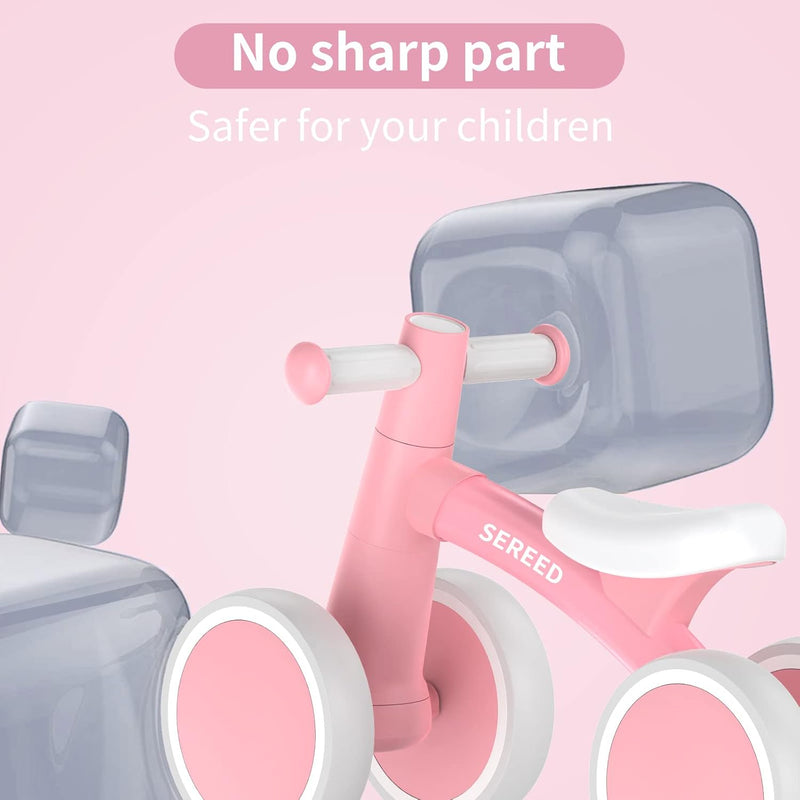 SEREED Baby Balance Bike for 1 Year Old Boy Girl, First Birthday Gift Toy | 12-24 Months Toddler Bike, First Learning Ride on Toys, 4 Silent Wheels Indoor Outdoor Baby Walker