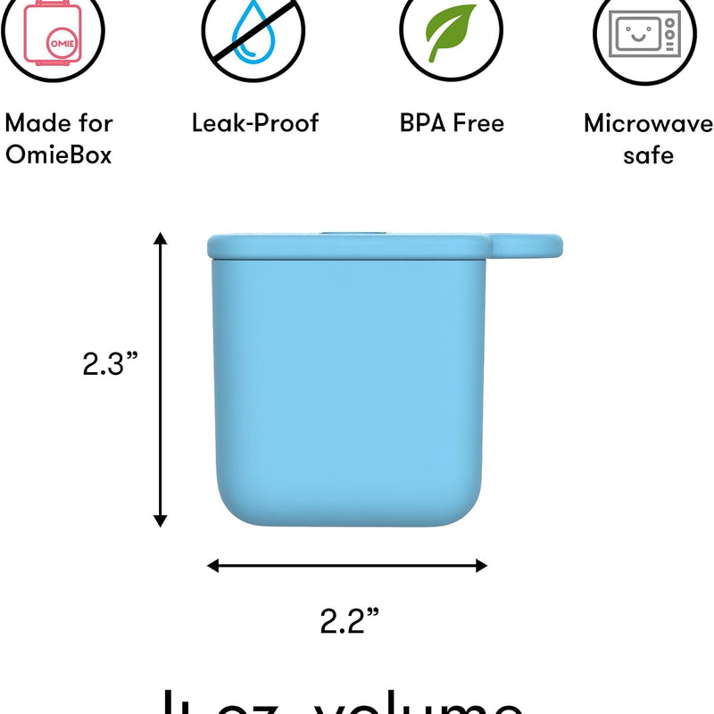 OmieBox (2 pack) Leakproof Dips Containers To Go, Salad Dressing Container, Condiment Container with Lids - Food Safe Silicone - 4 ounces (Blue/Lime)
