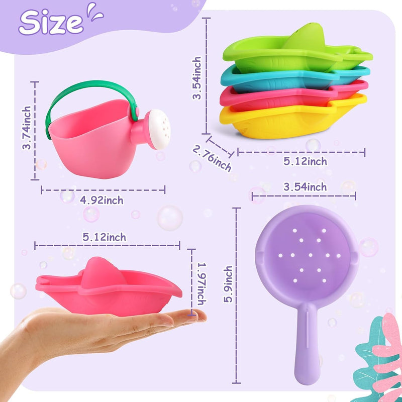 Baby Bath Toys, Mold Free Bath Toys Toddlers 2-4 | Stacking Boat Sensory Water Table Toys and Toddler Pool Toys as Gifts for Boys and Girls Ages 1-3