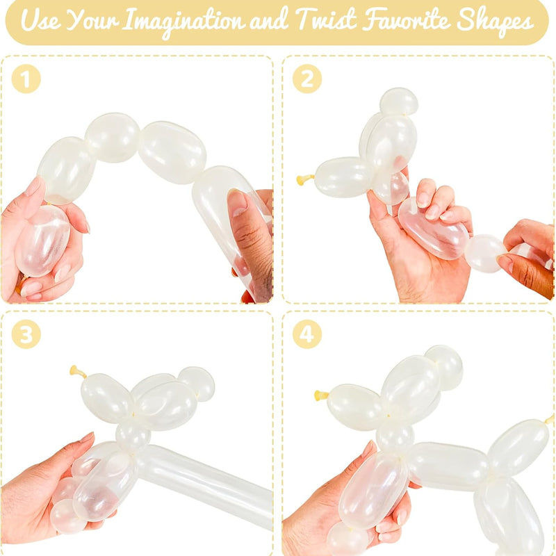 100pcs clear 260 balloons latex for tying balloon arch, decorations, parties, weddings and more