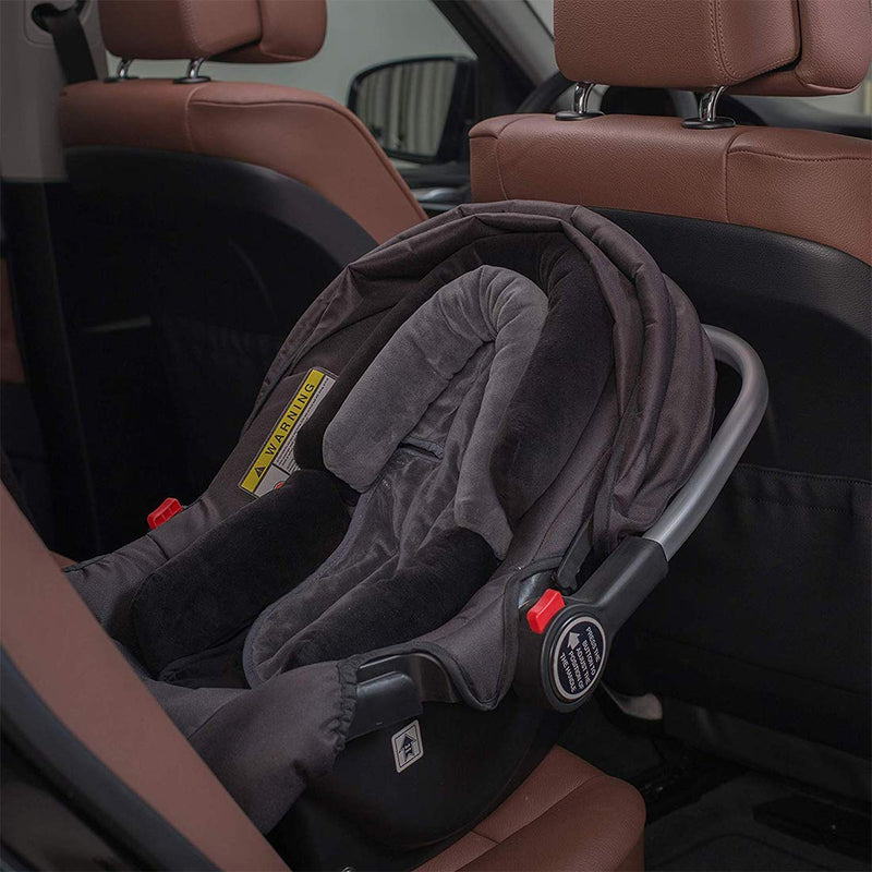 COOLBEBE 3-in-1 Reversible Newborn Car Seat Insert, Baby Head Support Pad | Extra Soft Head Pad for Catseat, Stroller, Swing & Travel, Baby Body Support Cushion for Infant 0-12 Months, Black