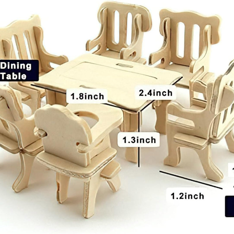 LOVEINUSA 34 PCS DIY Wooden Dollhouse Furniture Set, 1:20 Scale Miniature Room Accessories for Kitchen Living Room Bathroom for DIY Crafts Project