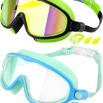 Swim Goggles 2 Pack, Wide View Anti Fog&UV Swimming Goggles for Audlt, No Leak Pool Beach Essentials for Men Women