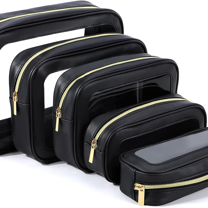 YOPCDJ 5PCS Diaper Bag Organizer Pouch Set, TSA Approved Toiletry Bag，Clear Waterproof TPU Makeup Bag Set Travel Organizer Bags for Women and Kids