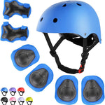 WayEee Kids Adjustable Helmet Set with Knee Pads and Wrist Guards for Cycling, Skateboarding, and Roller Skating