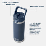 YETI Rambler 18 oz Bottle, Vacuum Insulated, Stainless Steel with Color Matching Straw Cap, Tropical Pink