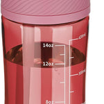 14oz Clear Kids Water Bottle with Straw Lid, BPA-Free Tritan, Measurement Scale, Sturdy Handle Wide Mouth Leak-proof Reusable Plastic Bottle for Boy& Girls, Back to School（Clear）