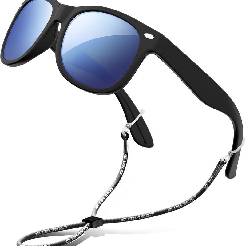 RIVBOS Kids Sunglasses Polarized UV400 TPE with Strap for Boys Girls RBK004 | Flexible rubber frame with UV protection and secure strap for boys, girls, beach, travel and play