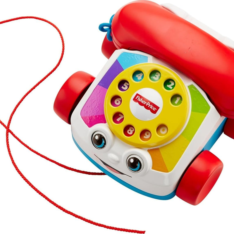 Fisher-Price Toddler Pull Toy Chatter Telephone with Rotary Dial and Wheels for Walking Play Ages 1+ years