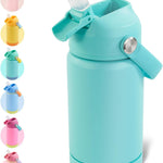 Kerilyn 12oz Kids Water Bottle, Stainless Steel Insulated Water Bottle, Toddler Cup with Straws Leak-Proof, Kids Water Bottles for School Boys Girls, BPA Free, Blue