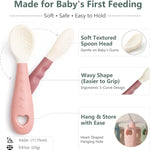 4-Pack Silicone Baby Spoons, Seposeve Soft Gum-Friendly First Feeding Spoons for Babies, Baby Feeding Utensils Essentials, Easy-Grip Handle, BPA Free, Dishwasher Safe, 2 Pink 2 Purple