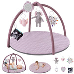Blissful Diary Sage Green Baby Play Gym Mat with 6 Detachable Toys for Sensory & Motor Skill Development