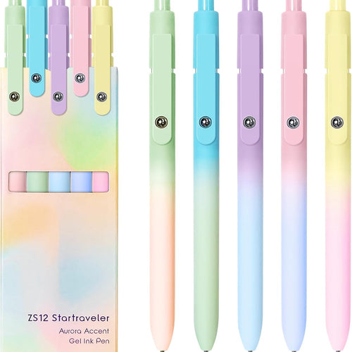 YOXMJDB Gel Pens, 5 Pcs Medium Point Smooth Writing Pens Cute Pens for Women, High-End Series 0.7mm Black Ink Pens for Journaling Note Taking, School Office Supplies (5 Pcs Gradient Morandi)