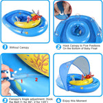 LAYCOL Baby Pool Float with Canopy UPF50+, 120°Adjustable Sun Protection and Anti-Tip Safety Seat, Inflatable Toddler Floaties Infant Pool Float with Animal Pool Toys, Baby Beach Essentials for 6-36M