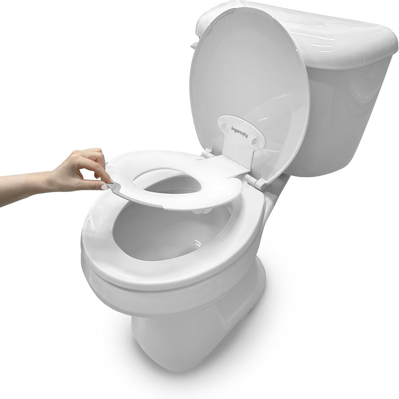 Ingenuity Ready Set Go Potty Training Toilet, Removable Bowl, Non-Skid Bottom, Wide Stable Base, Age 18 Months & Up, White & Grey