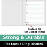 Rosmonde Loose Leaf Paper, 900 Sheets, 6 Pack, Wide Ruled, 8" x 10.5", Bulk Office Filler Sheets, 3 Hole Punched, 150 Sheets/Pack, Wide Ruled for 3 Ring Binder, Filler Notebook Paper, White