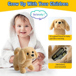 KSABVAIA Plush Golden Retriever Toy Puppy Electronic Interactive Dog - Walking, Barking, Tail Wagging, Stretching Companion Animal for Kids Toddlers