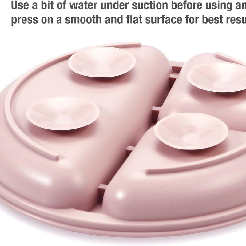 PandaEar 3 Pack Toddler Plates, Silicone Divided Suction Plate for Babies, BPA-Free 100% Food-Grade Silicone Unbreakable Baby Plate (Pink/Linen/Light Pink)
