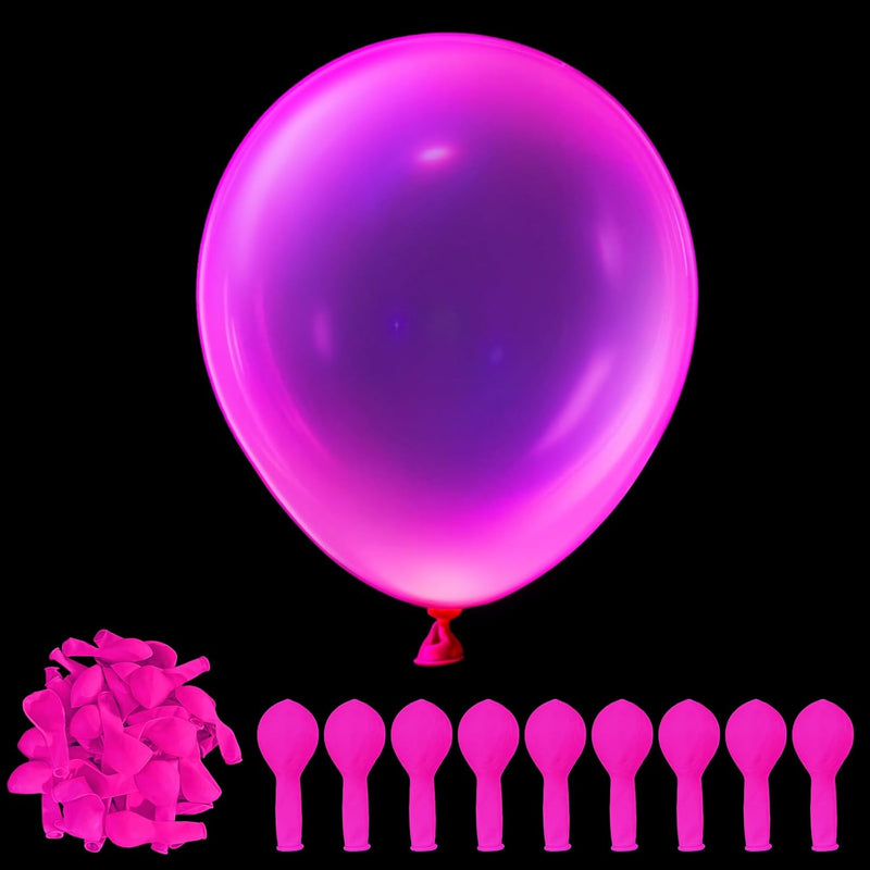 100 Pcs UV Neon Balloons for Birthday Decorations, Wedding Glow Party Supplies, Blacklight Reactive Fluorescent Balloons