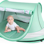 Kapeazo Baby Beach Tent, Pop Up UV Sun Shade for Infant Toddlers (Green) | Portable Baby Beach Essentials, Sun Shelter for Travel, UPF 50+, Breathable Mesh, Infant Sleeping Tent for Parks and Camping